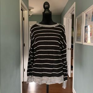 LOFT cold shoulder black and white striped sweater